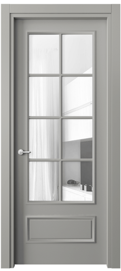 Дверь межкомнатная Paris 8112 Матовый нейтральный серый Прозрачное стекло, 4 мм Гладкий наличник МНСР Цена 72399 ₽ Наличники уже входят в базовый комплект. Фабрика дверей Волховец 8 (800) 551 43 19 Межкомнатная дверь Paris 8112 Матовый нейтральный серый Прозрачное стекло, 4 мм Цена 72399 ₽| Volhovec