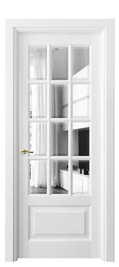 Межкомнатная дверь Лигнум 0728 Матовый белоснежный Двустороннее зеркало с фацетом, триплекс Цена 122299 ₽ | Volhovec