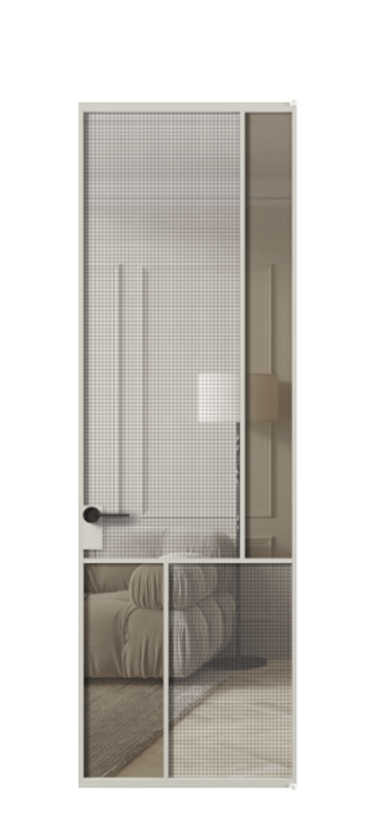 Дверь межкомнатная Mosaic АЛПЛ041.21 Алюминий тёплый серый Декоративное стекло с сеткой "Mesh silver", триплекс, 6 мм + Прозрачное бронзовое стекло, триплекс, 6 мм Без короба АТСР Цена 26912120 Стоимость комплекта двери включает:
1. Полотно (600/650/700/750/800/850/900/950*2000-2400 мм).
2. Короб
3. Комплект фурнитуры (2 торцевые петли и магнитный замок с ответной планкой). Фабрика дверей Волховец 8 (800) 551 43 19 Межкомнатная дверь Mosaic АЛПЛ041.21 Алюминий тёплый серый Декоративное стекло с сеткой "Mesh silver", триплекс, 6 мм + Прозрачное бронзовое стекло, триплекс, 6 мм Цена 26912120 so'm | Volhovec
