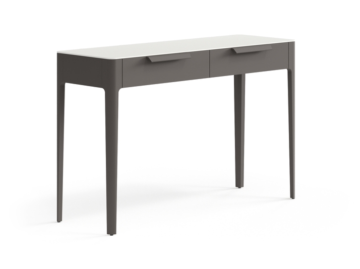 Мебель Консоль Пьега 2 ящика. Цвет Матовый антрацит. Материал Гладкая эмаль. Коллекция Консоль Пьега 2 ящика. Картинка.