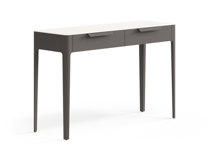 Мебель Консоль Пьега 2 ящика. Цвет Матовый антрацит. Материал Гладкая эмаль. Коллекция Консоль Пьега 2 ящика. Картинка.