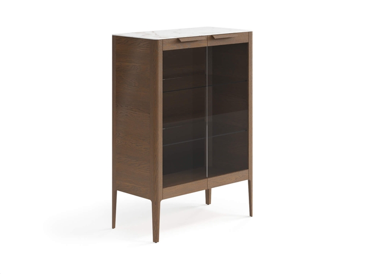 Мебель Витрина Пьега. Цвет Дуб туманный матовый. Материал Массив дуба матовый. Коллекция Витрина Пьега. Картинка.