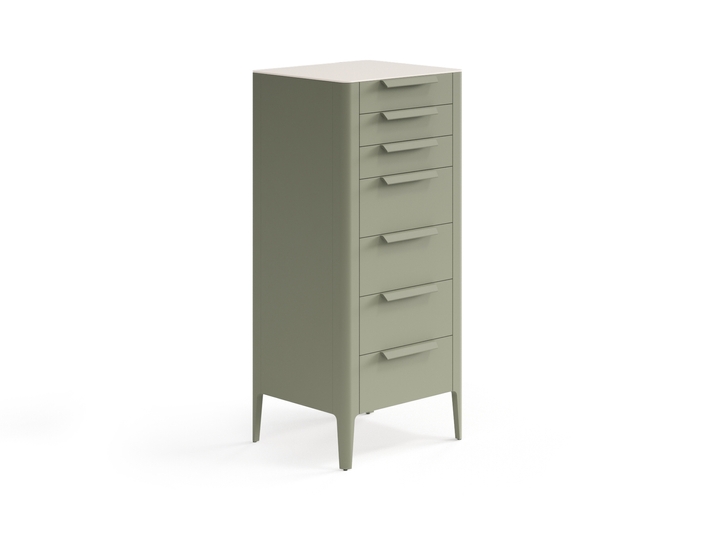 Мебель Комод Пьега 7 ящиков. Цвет Матовый оливковый тёмный. Материал Гладкая эмаль. Коллекция Комод Пьега 7 ящиков. Картинка.