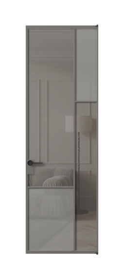 Межкомнатная дверь АЛПЛ041.12 АКЛС Серый сатин матовое + Серый прозрачное. Цвет Алюминий классический серый. Материал Алюминий в эмали. Коллекция Mosaic. Фото. Дверь межкомнатная АЛПЛ041.12 АКЛС Серый сатин матовое + Серый прозрачное. Цвет Алюминий классический серый. Материал Алюминий в эмали. Коллекция Mosaic. Картинка.